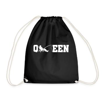Queen fishing gift - Drawstring Bag - black - Front