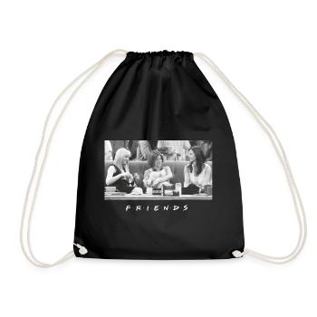 Friends Monica, Rachel, Phoebe Central Perk - Drawstring Bag - black - Front