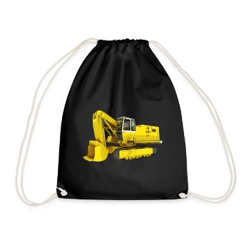 Gelber Bagger, Schaufelbagger, Industrie - Turnbeutel - Schwarz - Vorne