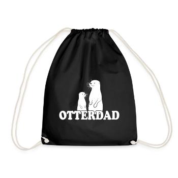 Otterdad Otter Dad Father Father's Day Saying - Drawstring Bag - black - Front