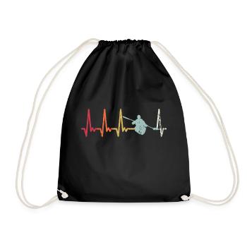 Kayak Heartbeat Retro Kajak Herzschlag Kanu Puls - Turnbeutel - Schwarz - Vorne