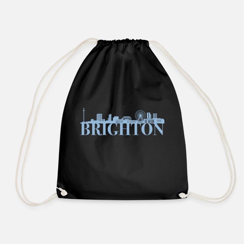 Brighton England Skyline Gift Idea UK - Drawstring Bag - black
