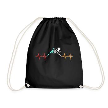 Ski Herzschlag Berge Retro Vintage Geschenk - Turnbeutel - Schwarz - Vorne