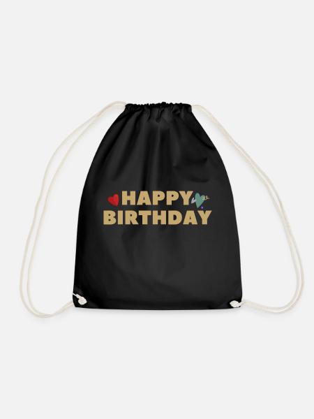 Happy Birthday Geschenkidee - Turnbeutel - Schwarz