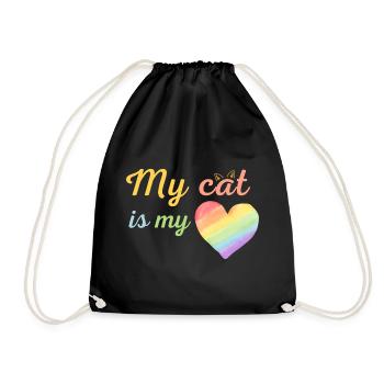 Meine Katze ist meine liebe Regenbogenfarben - Turnbeutel - Schwarz - Vorne