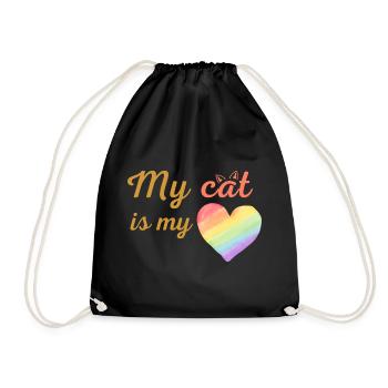 Meine Katze ist meine liebevolle Regenbogenorange - Turnbeutel - Schwarz - Vorne