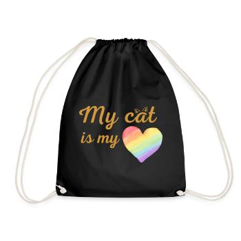 Meine Katze ist mein liebevoller Regenbogen - Turnbeutel - Schwarz - Vorne
