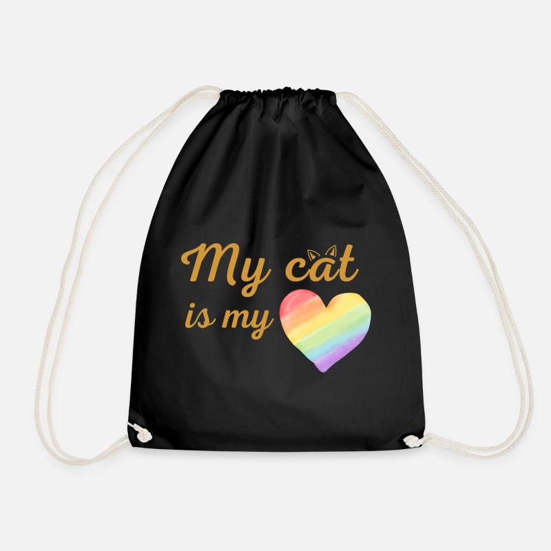 Meine Katze ist mein liebevoller Regenbogen - Turnbeutel - Schwarz