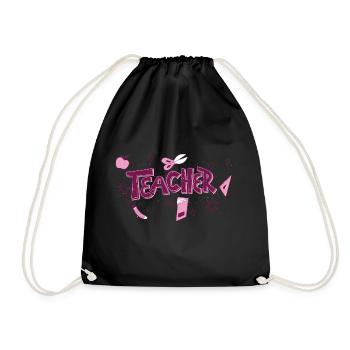 Funny Hippie Teacher Back To School Teacher Day - Drawstring Bag - black - Front