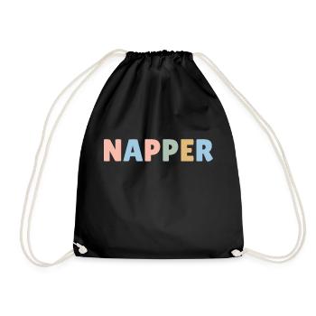 colourful nap slogan, gift for tired parents - Drawstring Bag - black - Front