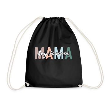 Mama Boy Mom Retro Mother's Day - Drawstring Bag - black - Front