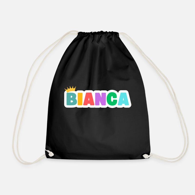 Bianca! Customizable - Drawstring Bag - black