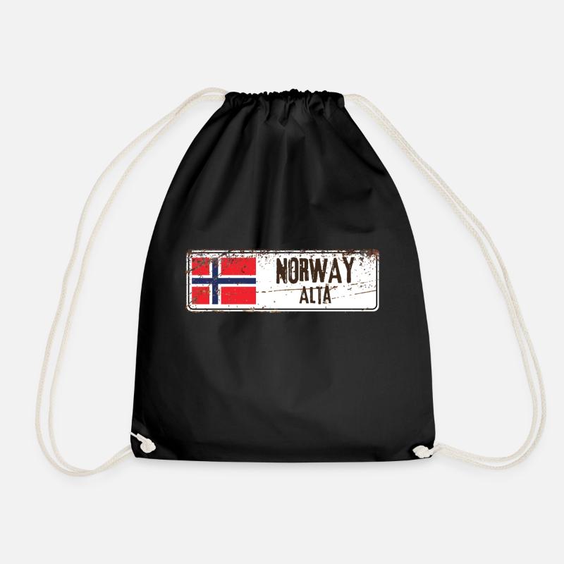 Alta Norwegen Flagge - Turnbeutel - Schwarz