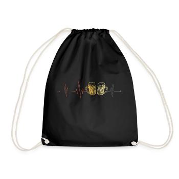 Beer Heartbeat Vintage – Funny Beer Motif - Drawstring Bag - black - Front