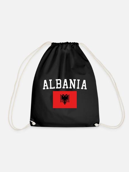Albanian flag - Drawstring Bag - black