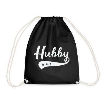 Funny Classic Hubby Baseball Matching Couple Wifey - Drawstring Bag - black - Front