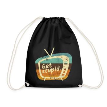 TV Television Makes Stupid Media Slogans Gift - Drawstring Bag - black - Front