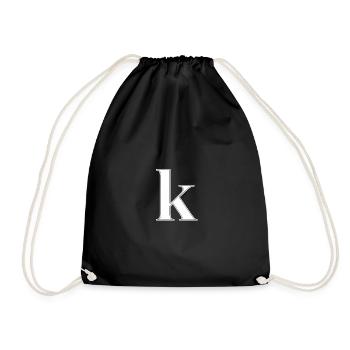 Buchstabe K Letter abc Alphabet Name Geschenkidee - Turnbeutel - Schwarz - Vorne