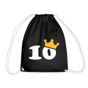 10 Krone 10. Geburtstag 10 Jahre - Turnbeutel - Schwarz - Vorne
