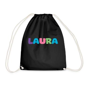 Name - Laura - Turnbeutel - Schwarz - Vorne