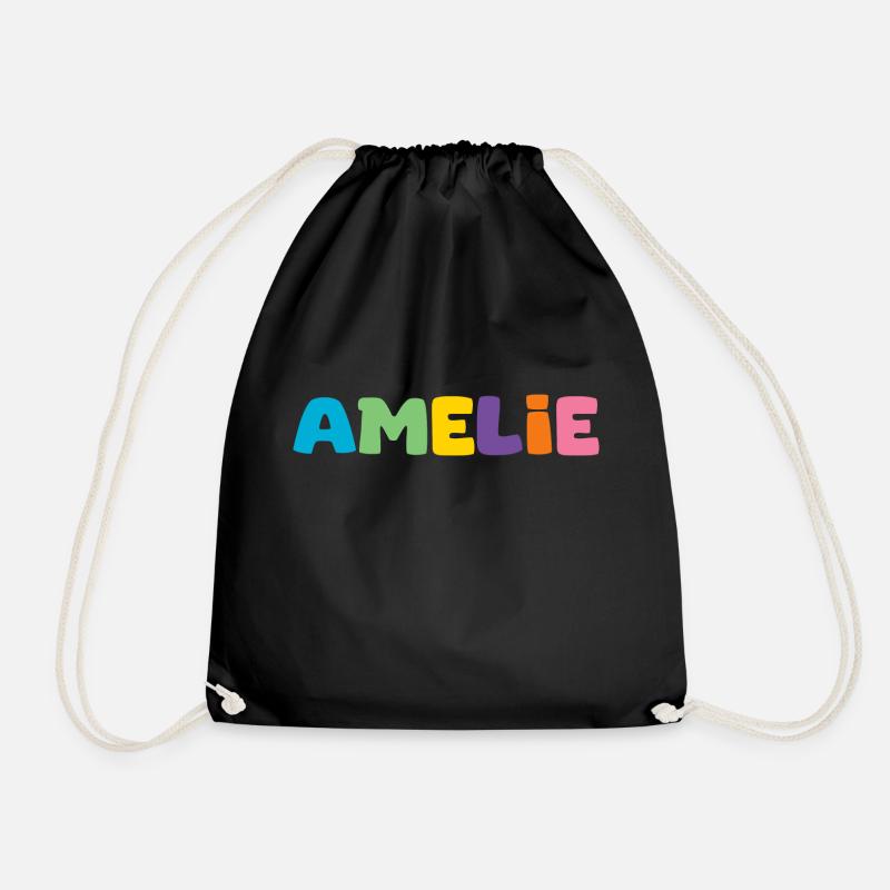 Name - Amelie - Turnbeutel - Schwarz