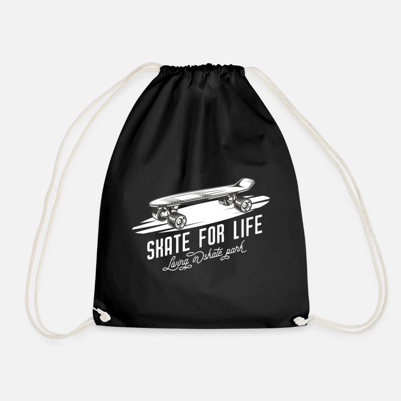 Skateboard Skate For Life Skateboarder - Drawstring Bag - black