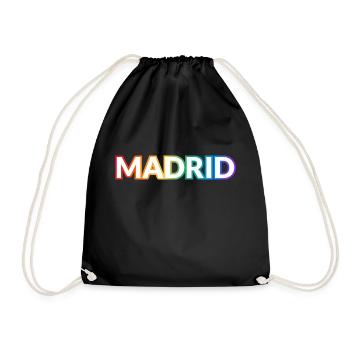 Gay Madrid Rainbow Text - Drawstring Bag - black - Front