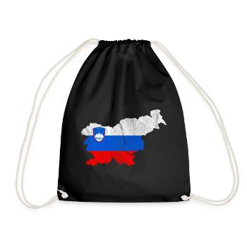 Slovenia flag map Slovenija gift - Drawstring Bag - black - Front
