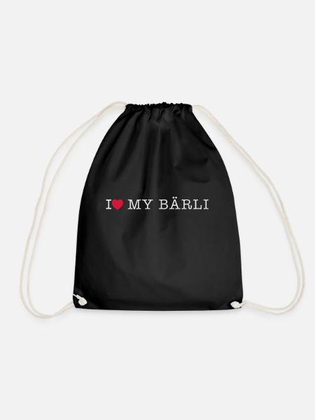 I love my Bärli Liebe Geschenk Schatz Shirt - Turnbeutel - Schwarz