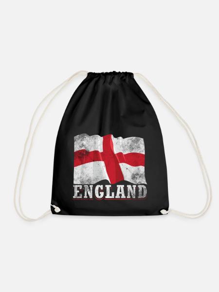 England Flag - Drawstring Bag - black