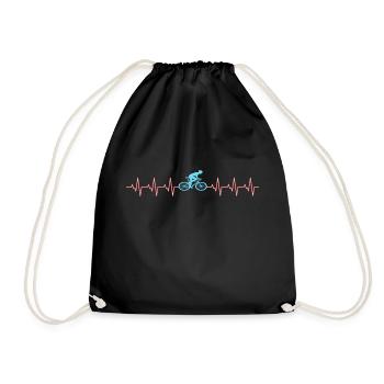 Bicycle Heartbeat Hobby Cycling Gift - Drawstring Bag - black - Front