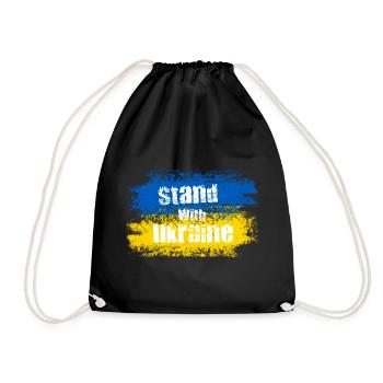 Stand with Ukraine Motif - Drawstring Bag - black - Front