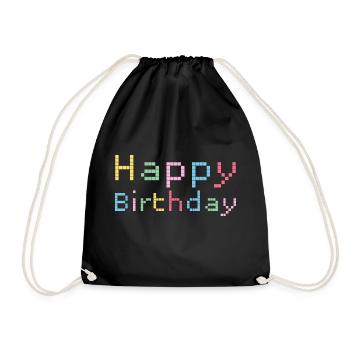 Happy Birthday Congratulations Gift Idea - Drawstring Bag - black - Front