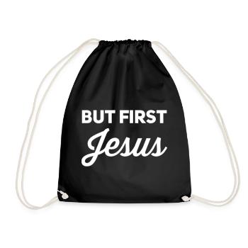 But First Jesus - Drawstring Bag - black - Front