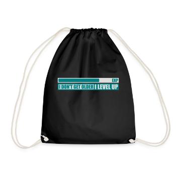 get older level up - Drawstring Bag - black - Front