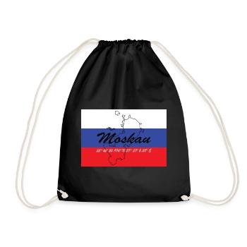 Moskau - Hauptstadt mit GPS & Flagge - Turnbeutel - Schwarz - Vorne