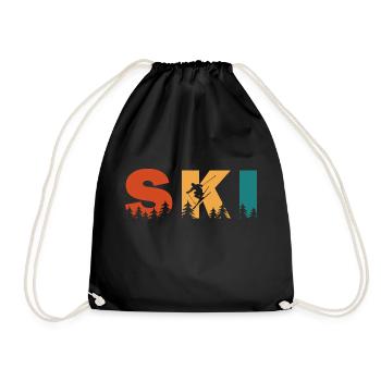 Ski. Ski-Wintersport - Turnbeutel - Schwarz - Vorne