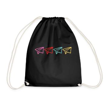 Mehrfarbiges Origami - Turnbeutel - Schwarz - Vorne