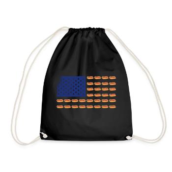 Independence Day American Flag Hot Dog 4. - Drawstring Bag - black - Front