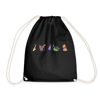 Boho Line Art Design, Series "Music" - Drawstring Bag - black - Front