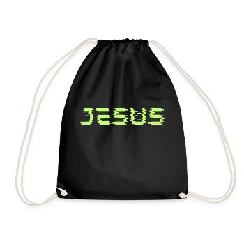 Jesus Grün - Turnbeutel - Schwarz - Vorne