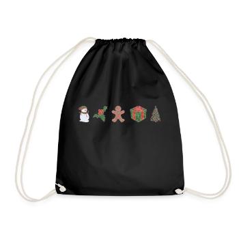 Boho Line Art Design, Series "Xmas" - Drawstring Bag - black - Front
