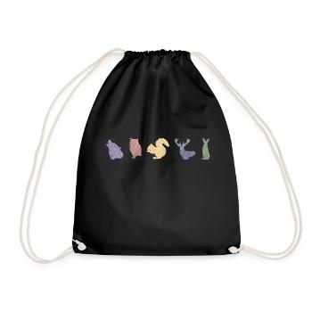 Boho Line Art Design, Series "Woods" - Drawstring Bag - black - Front