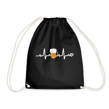 Beer Heart Line - Drawstring Bag - black - Front