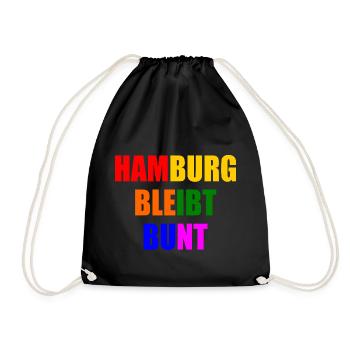 hamburg bleibt bunt - Turnbeutel - Schwarz - Vorne