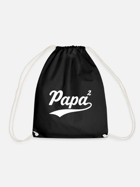 Papa hoch 2 zweifacher Papa 2. Kind - Turnbeutel - Schwarz