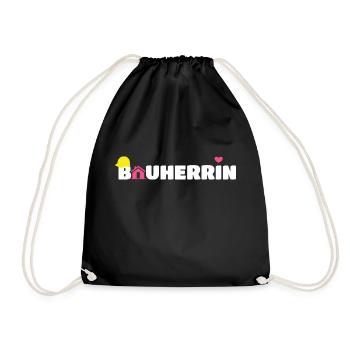 Bauherrin Baustelle Hausbau Bauhelm Frau - Turnbeutel - Schwarz - Vorne