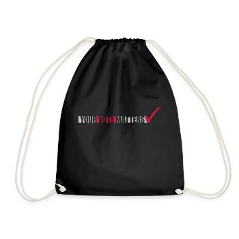 your vote matters quote - Drawstring Bag - black - Front