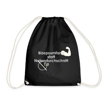 Bizepsumfang statt Notendurchschnitt Tshirt-Design - Turnbeutel - Schwarz - Vorne