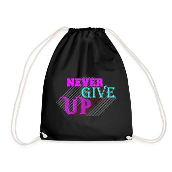 Never Give Up - Motivation - Drawstring Bag - black - Front
